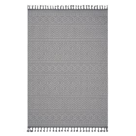 NAAR Guros Collection 5X7 White /Geometric Indoor/Outdoor Area Rug