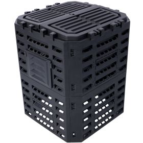 Garden Composter Bin Made from Recycled Plastic – 90 Gallons (340Liter) Large Compost Bin - Create Fertile Soil with Easy Assembly, Lightweight