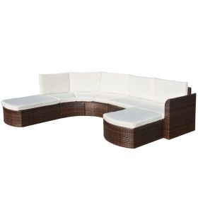 4 Piece Patio Lounge Set with Cushions Poly Rattan Brown