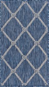 Home Decor Indoor/Outdoor Accent Rug Natural Stylish Classic Pattern Design (Color: Navy|White, Size: 5'3" X 7'0")